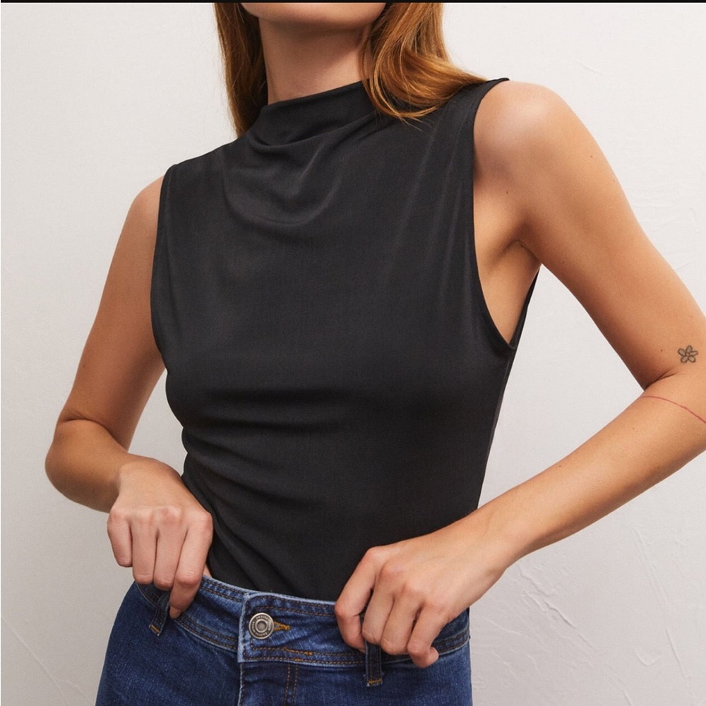 NWT Z Supply Libra Shine Jersey Top in Black